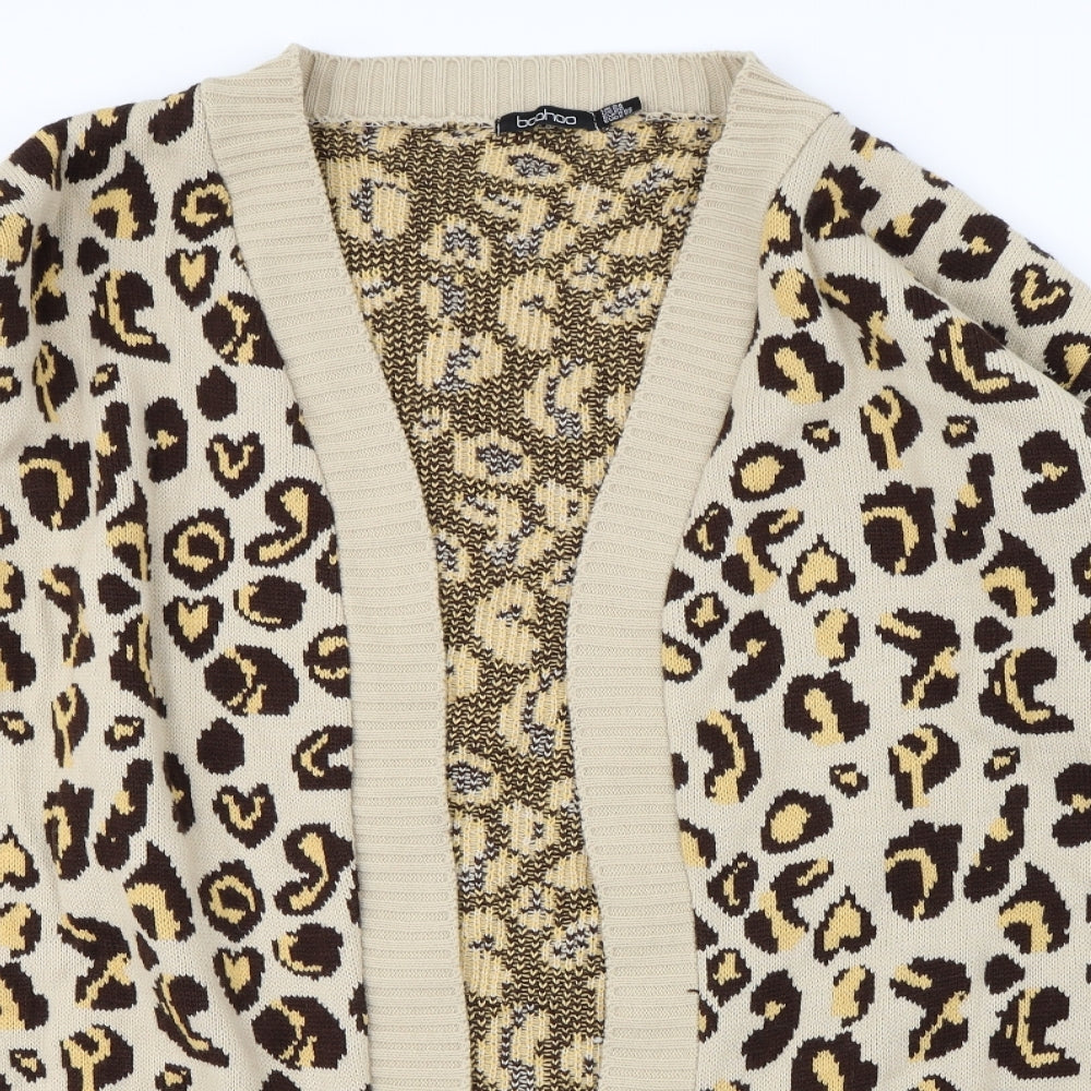 Boohoo Womens Brown Animal Print  Cardigan Jumper Size 24