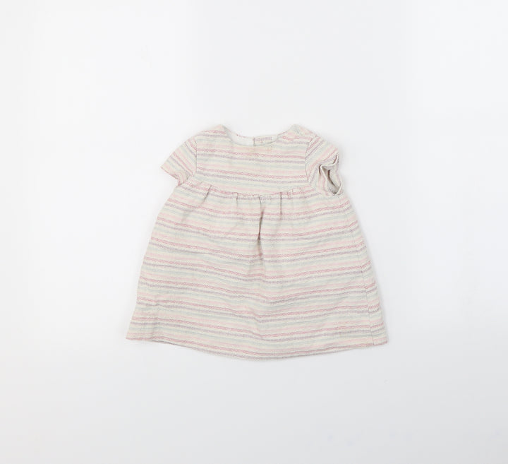 Zara Baby White Striped  Fit & Flare  Size 9-12 Months