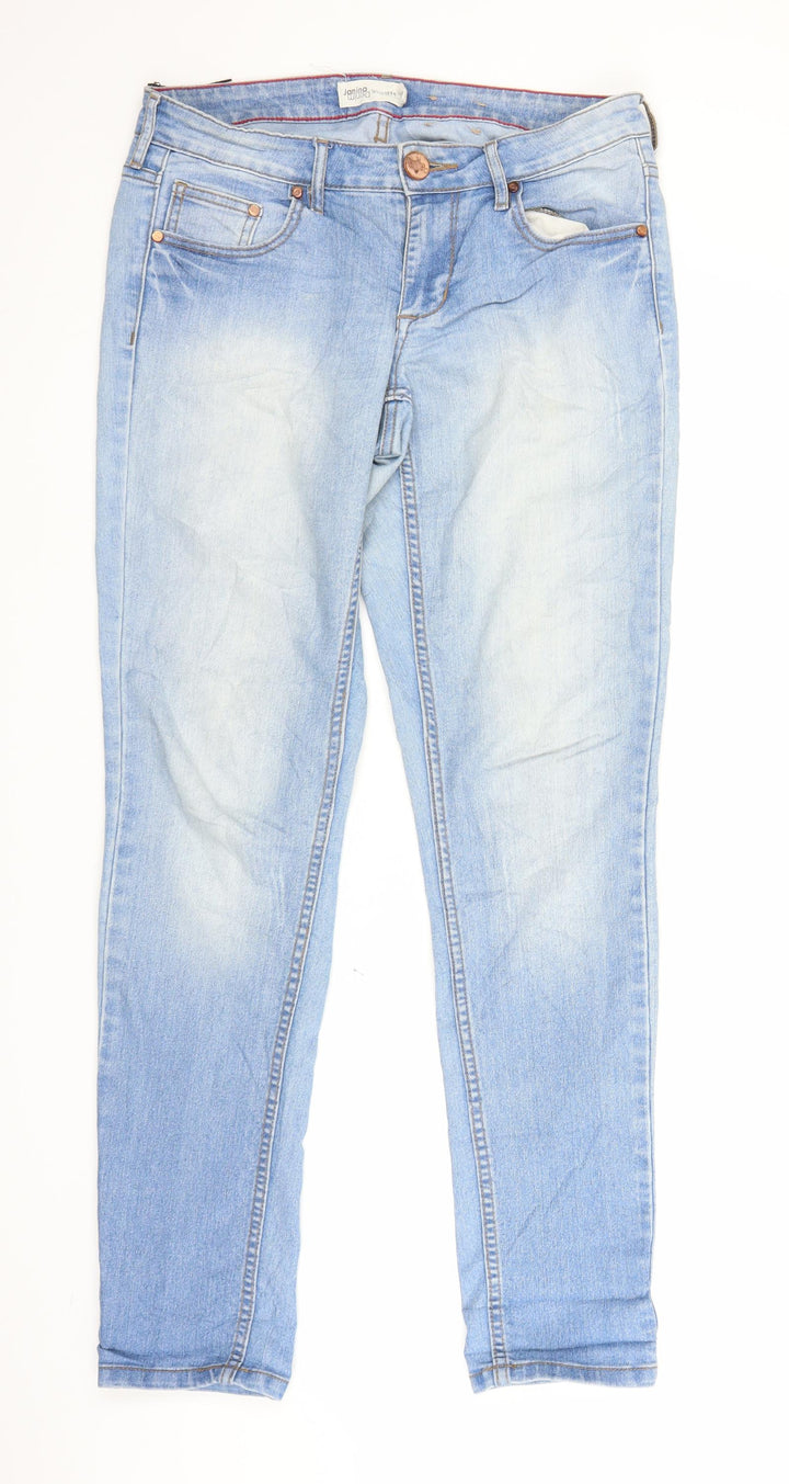 Janina Womens Blue Denim Straight Jeans Size 38 in L31 in