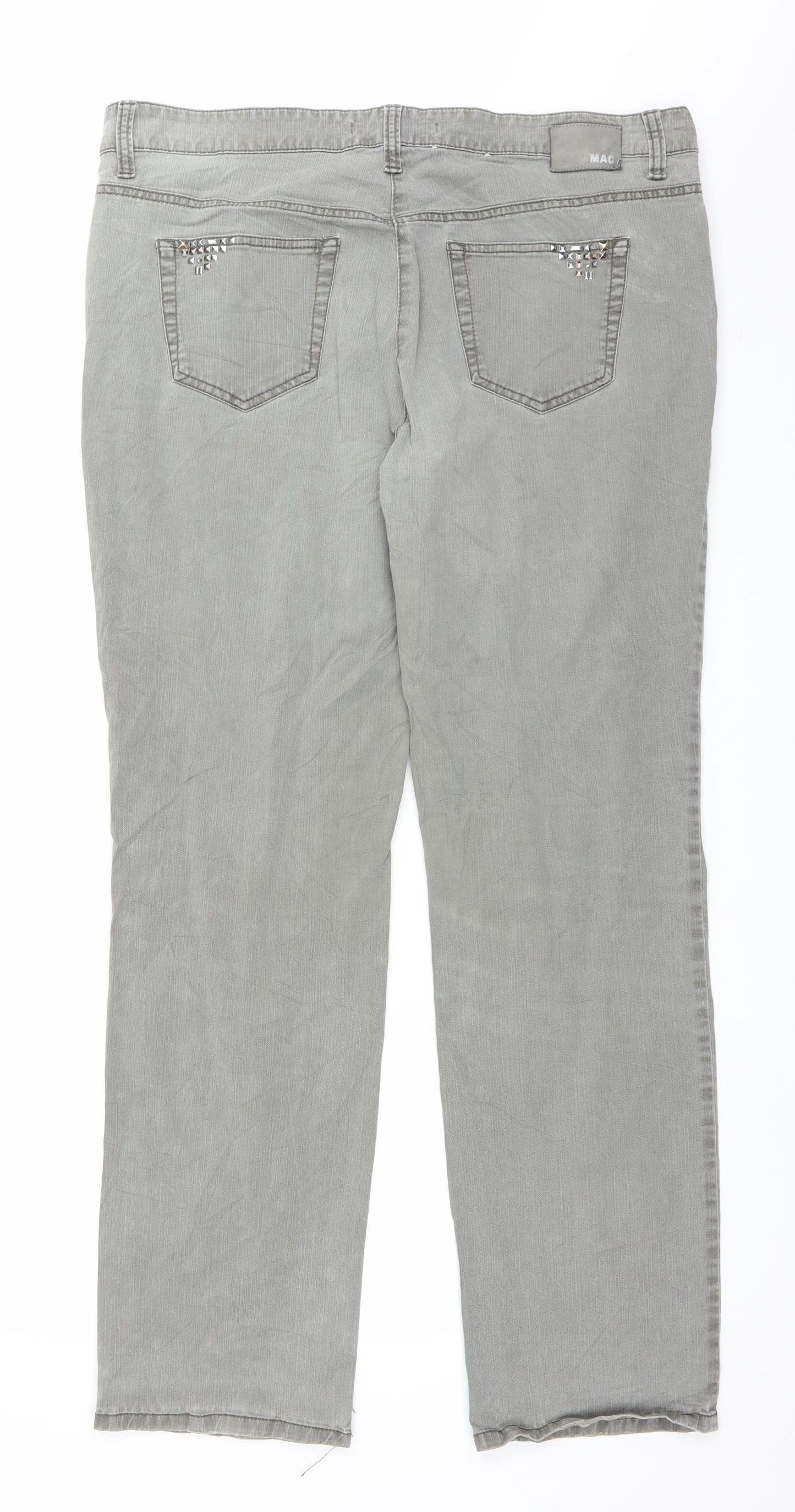 MAC Womens Grey  Denim Straight Jeans Size 37 in L30 in