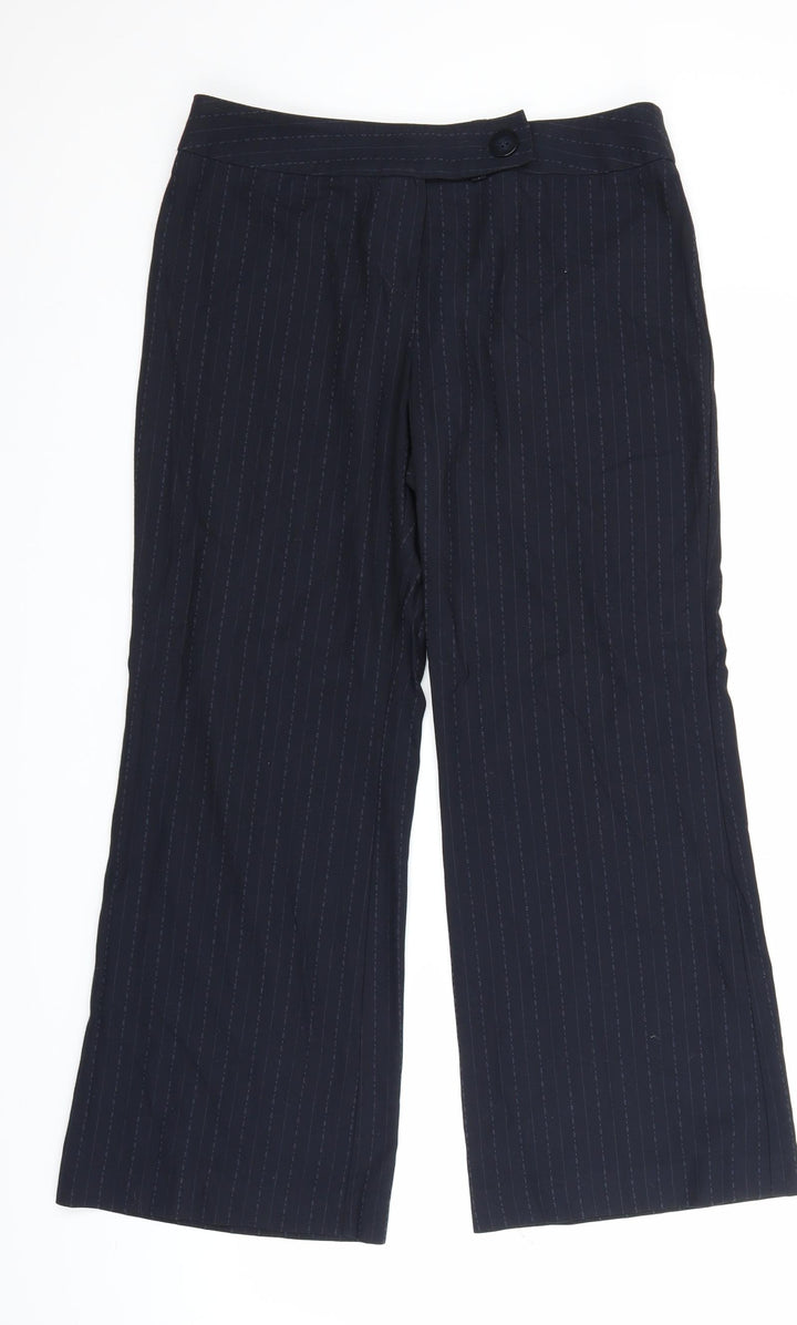 NEXT Womens Blue Striped  Trousers  Size 14 L24.5 in