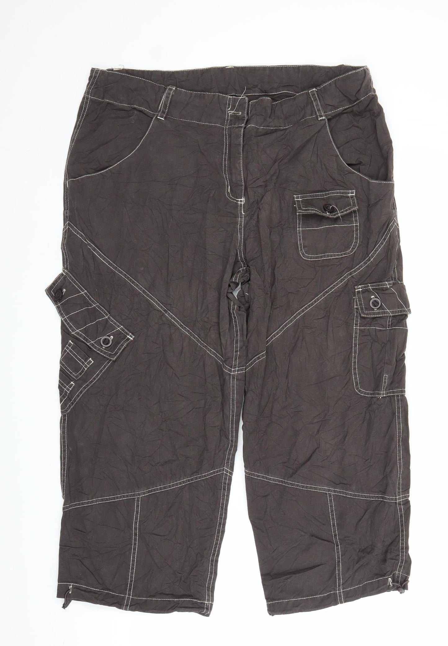 Zhenzi Womens Brown   Cargo Trousers Size 18 L21 in