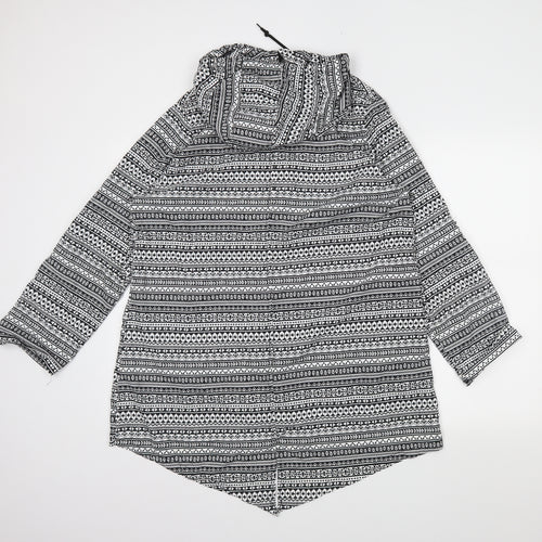 denimCo Womens Black Fair Isle  Rain Coat Coat Size M