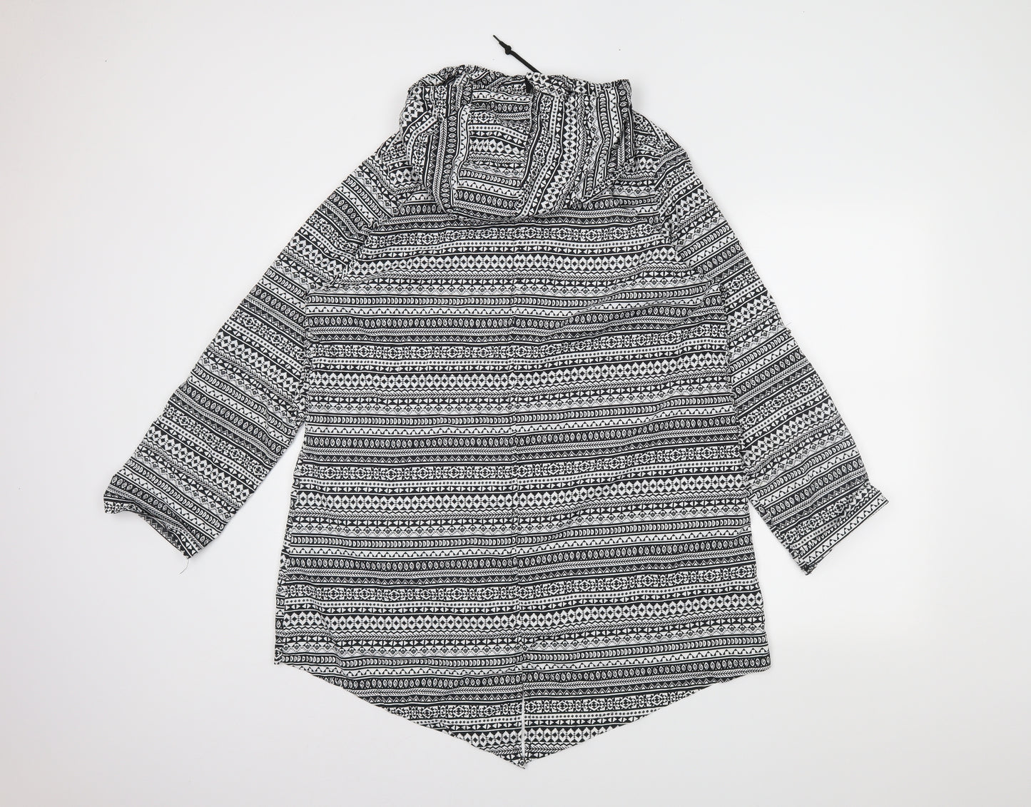denimCo Womens Black Fair Isle  Rain Coat Coat Size M