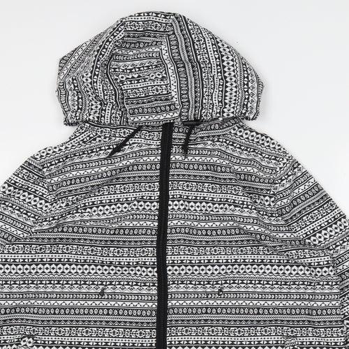 denimCo Womens Black Fair Isle  Rain Coat Coat Size M