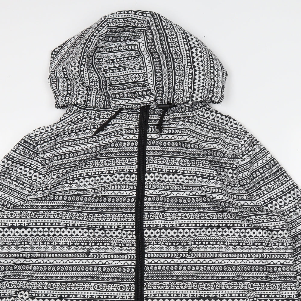 denimCo Womens Black Fair Isle  Rain Coat Coat Size M