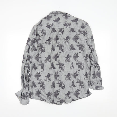 Burton Mens Grey Floral   Button-Up Size L