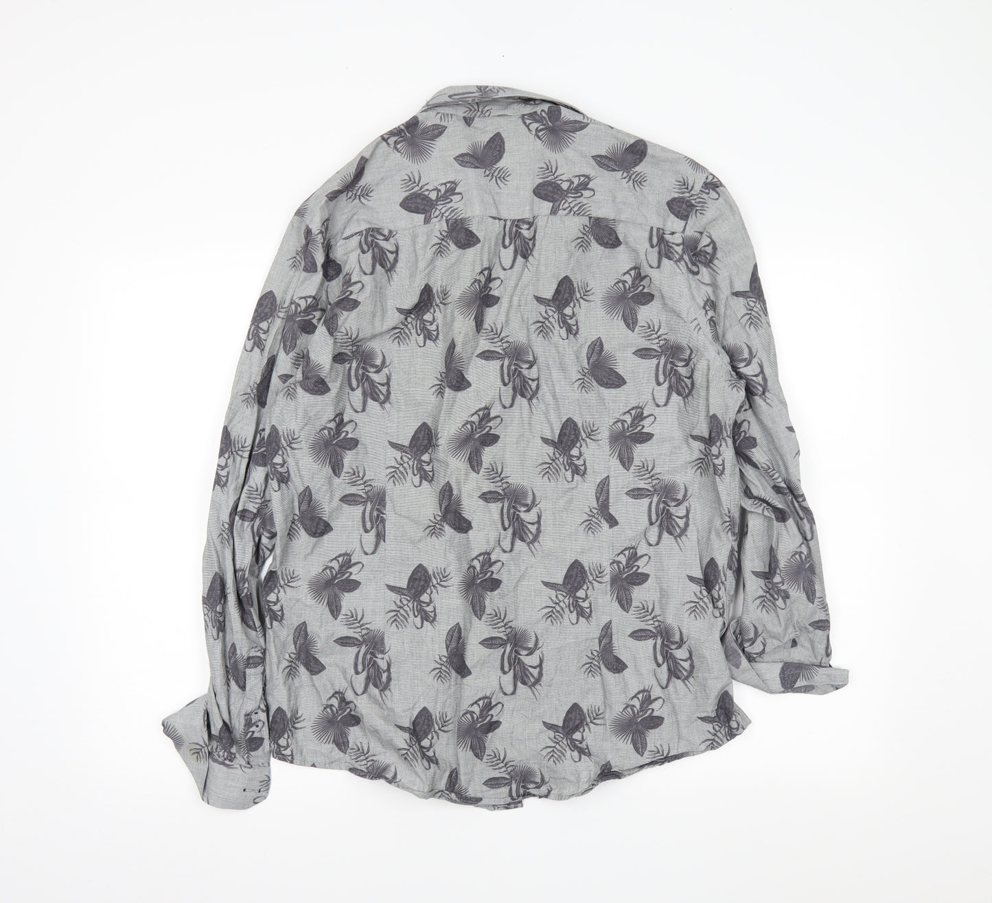 Burton Mens Grey Floral   Button-Up Size L