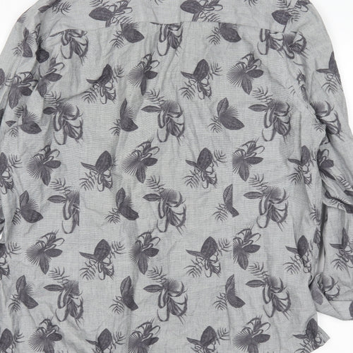 Burton Mens Grey Floral   Button-Up Size L