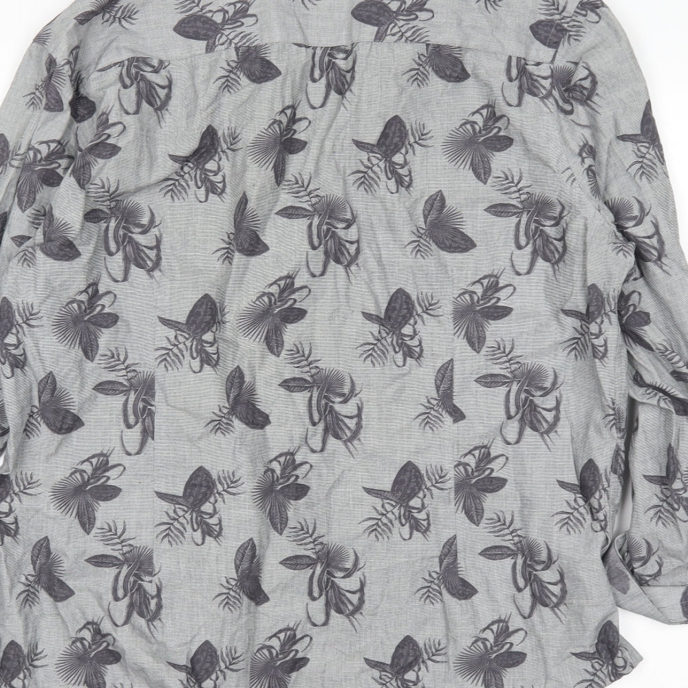 Burton Mens Grey Floral   Button-Up Size L