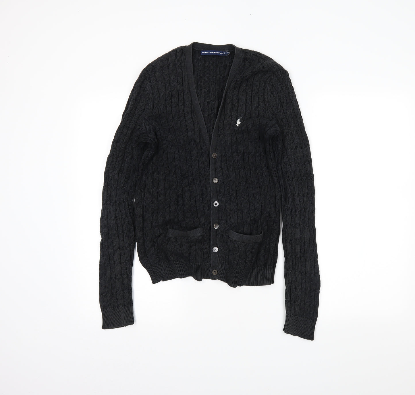Ralph Lauren Mens Black   Cardigan Jumper Size L