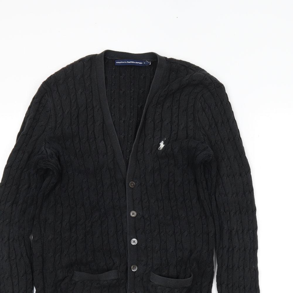 Ralph Lauren Mens Black   Cardigan Jumper Size L