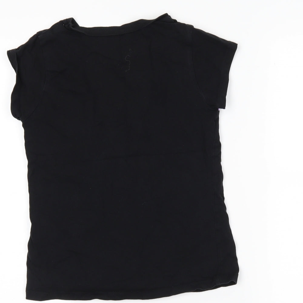 George Girls Black   Basic T-Shirt Size 8-9 Years