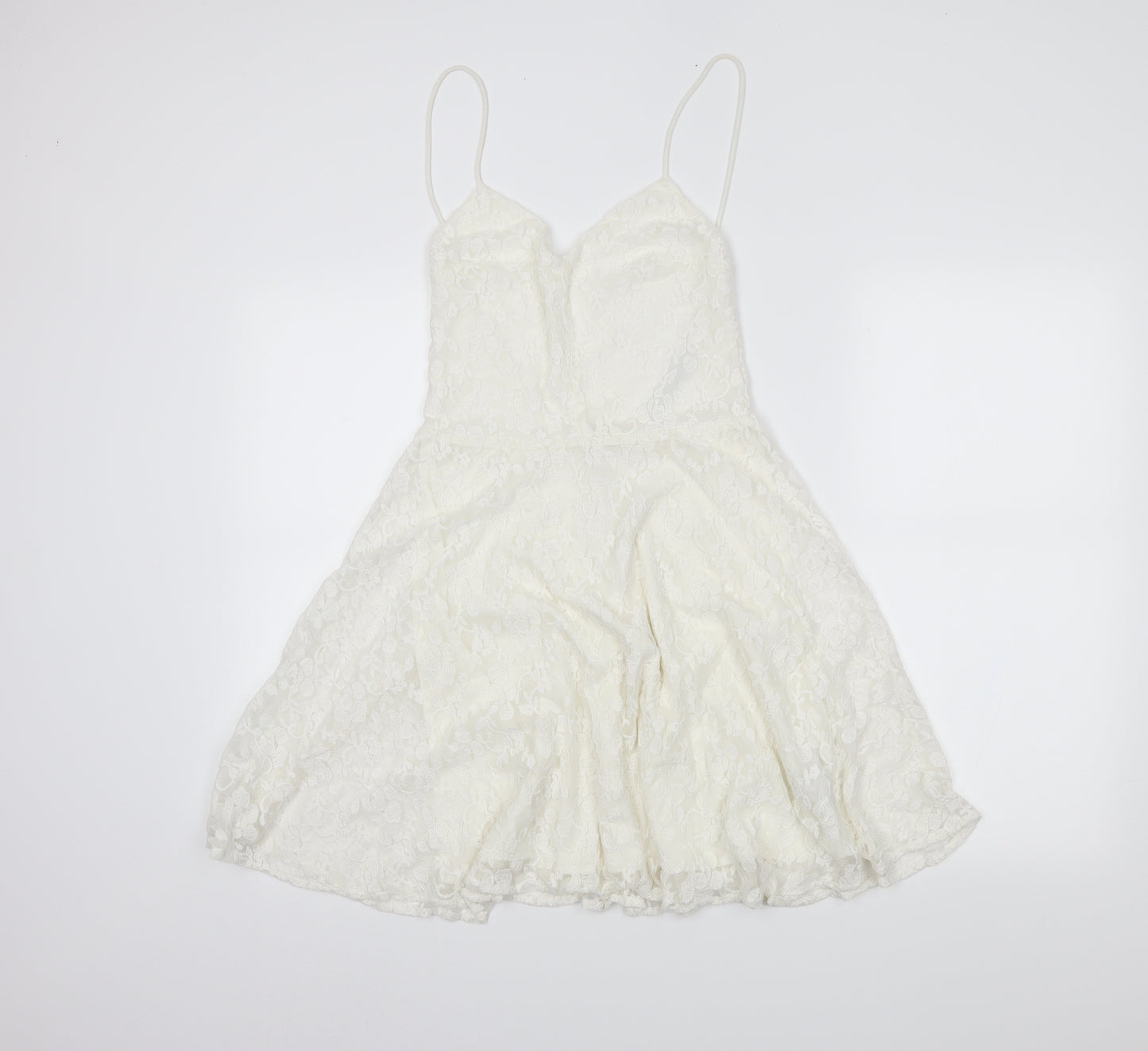 Zara Womens White Floral  Skater Dress  Size S