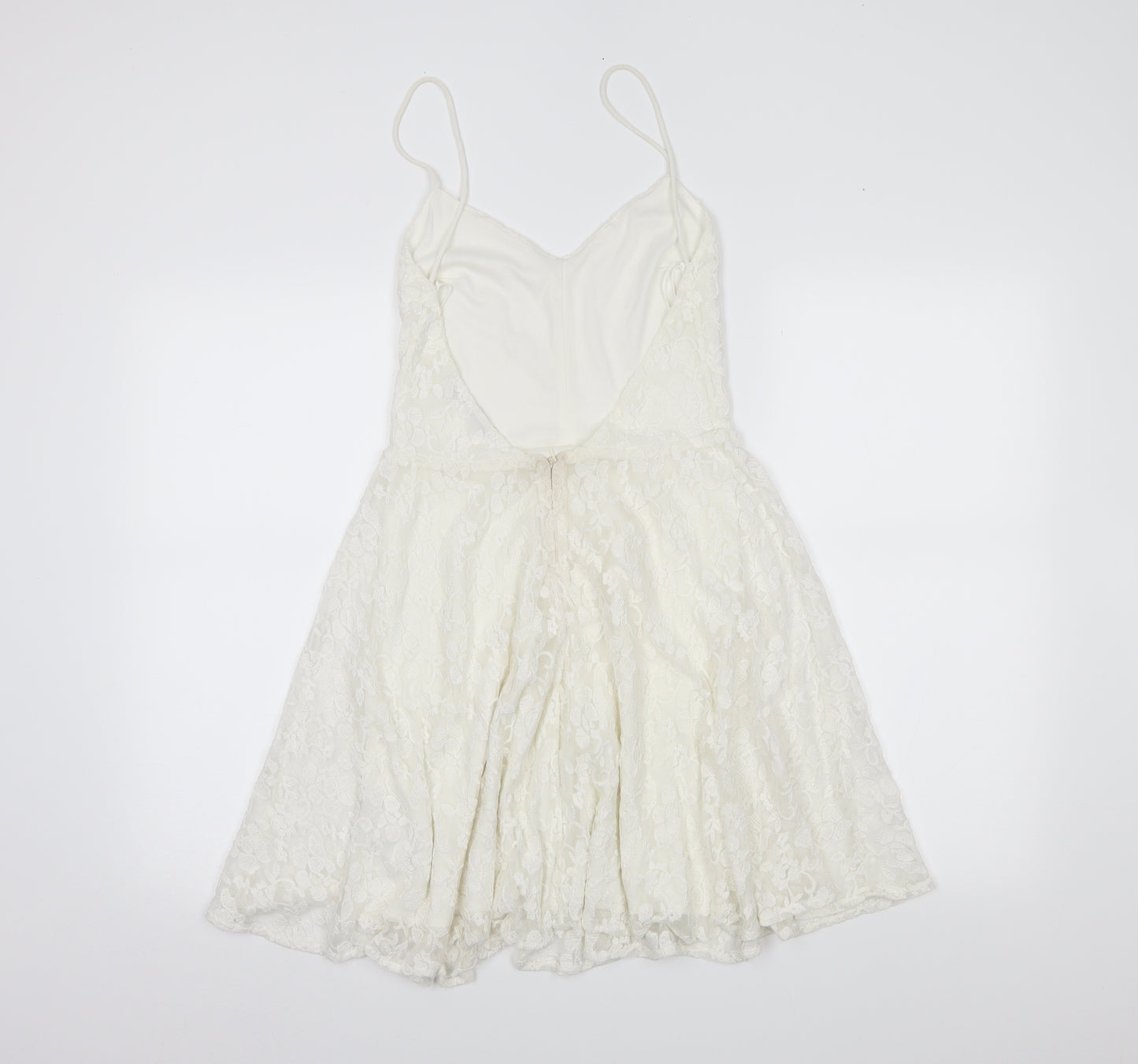 Zara Womens White Floral  Skater Dress  Size S