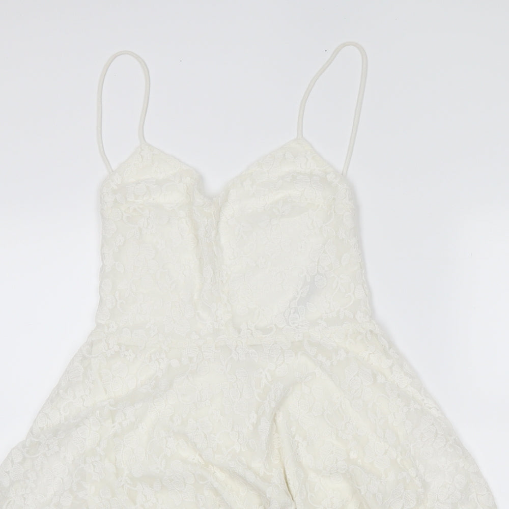 Zara Womens White Floral  Skater Dress  Size S