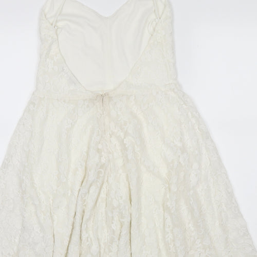 Zara Womens White Floral  Skater Dress  Size S