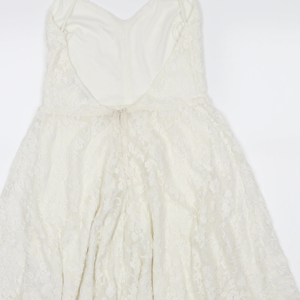 Zara Womens White Floral  Skater Dress  Size S