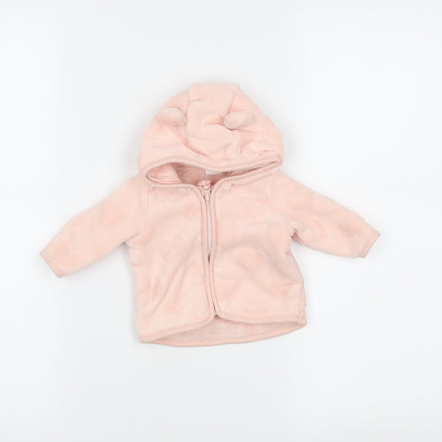 H&M Girls Pink   Full Zip Jumper Size 0-3 Months