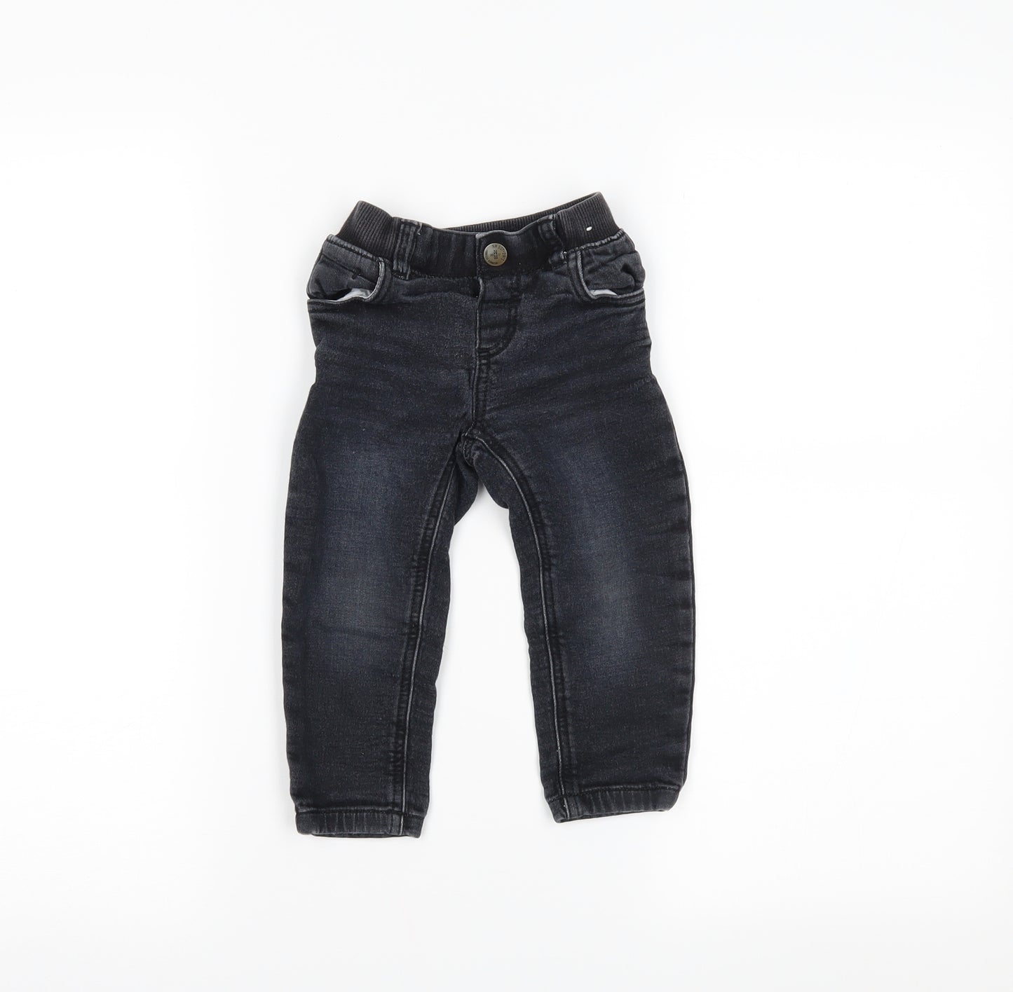 nuutmeg Boys Black  Denim Jogger Jeans Size 12-18 Months