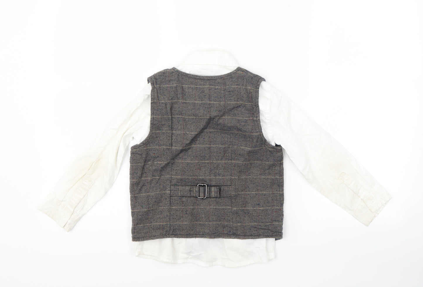 NEXT Boys Grey Check  Jacket Waistcoat Size 4-5 Years  - shirt included
