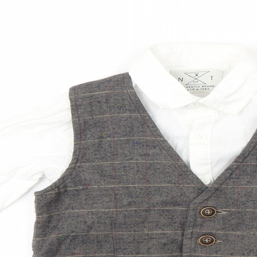 NEXT Boys Grey Check  Jacket Waistcoat Size 4-5 Years  - shirt included