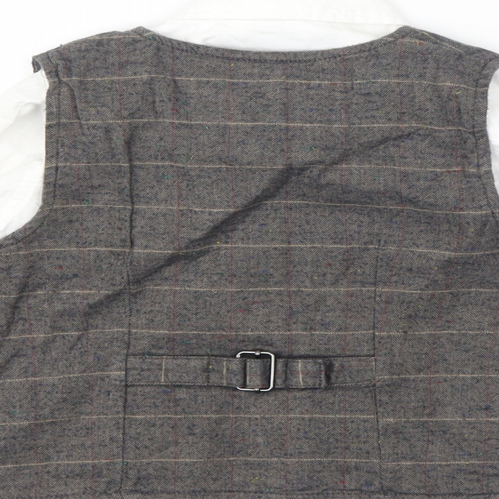 NEXT Boys Grey Check  Jacket Waistcoat Size 4-5 Years  - shirt included