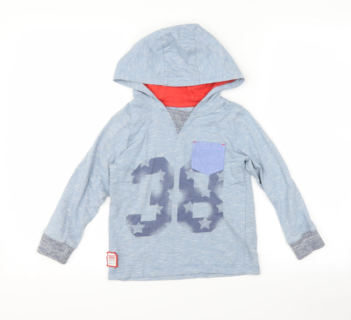 Ladybird Boys Blue Striped Pullover Hoodie Size 4-5 Years - star print