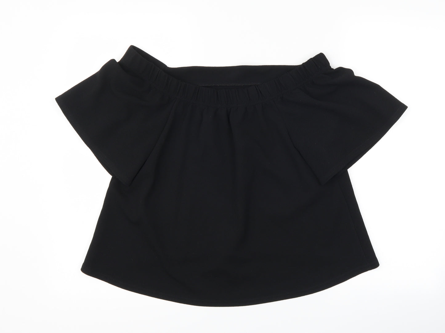 PRETTYLITTLETHING Womens Black   Cropped T-Shirt Size 12