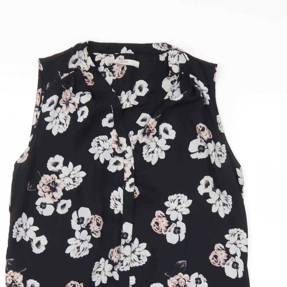George Womens Black Floral  Basic Button-Up Size 12