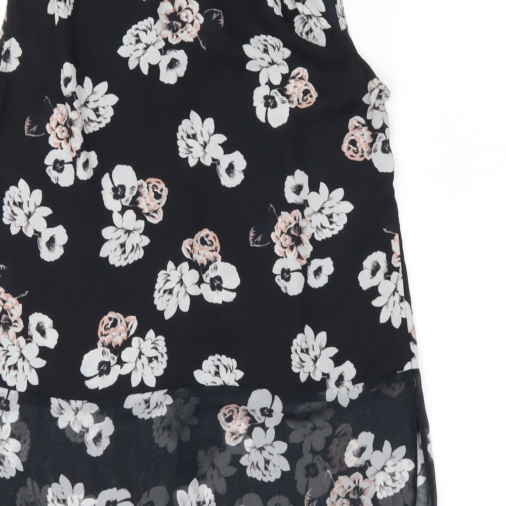 George Womens Black Floral  Basic Button-Up Size 12