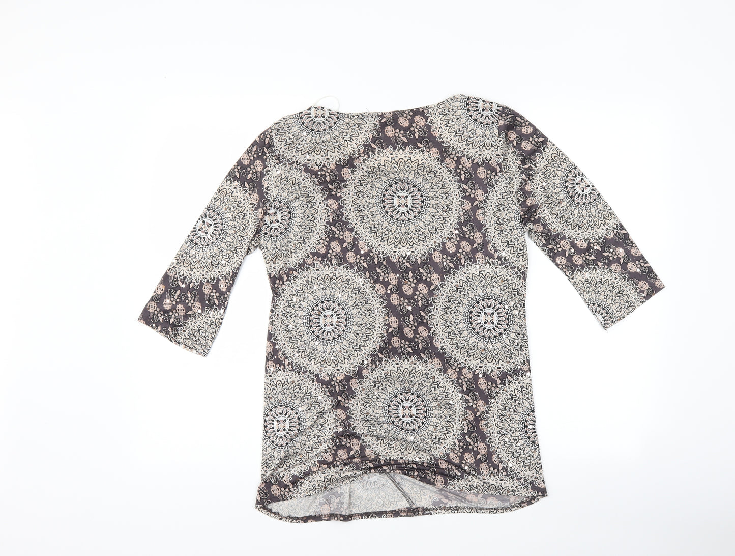 F&F Womens Grey Geometric  Basic T-Shirt Size 10