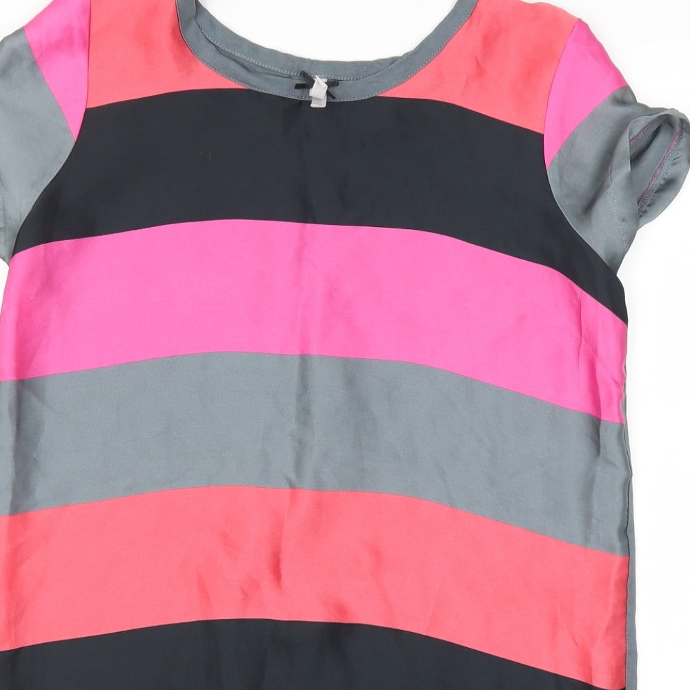 NEXT Womens Grey Striped  Basic T-Shirt Size 10