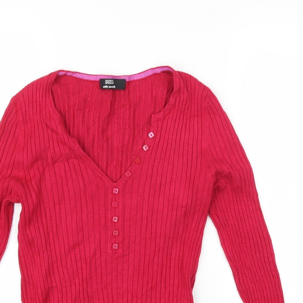 Marks and Spencer Womens Pink   Basic T-Shirt Size 8