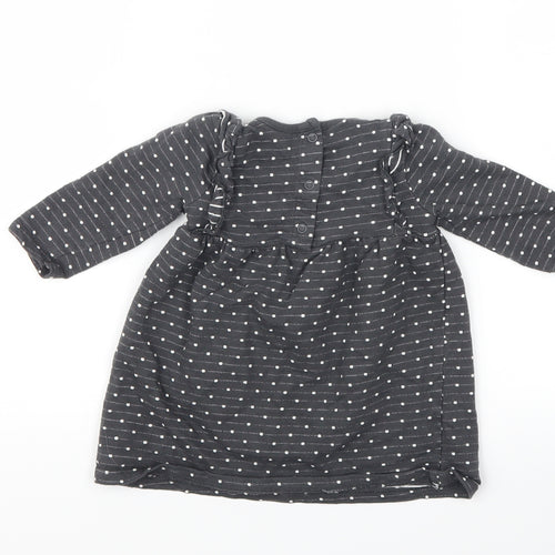 George Girls Grey Polka Dot  T-Shirt Dress  Size 6-9 Months  - zebra