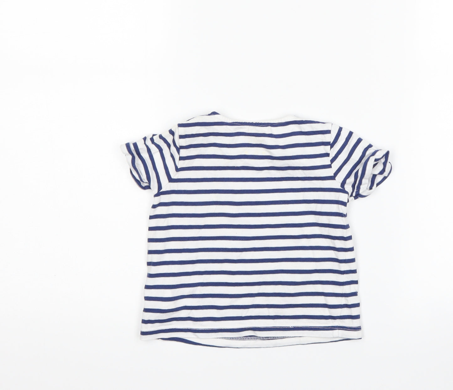 F&F Girls Blue Striped  Basic T-Shirt Size 9-12 Months  - pineapple