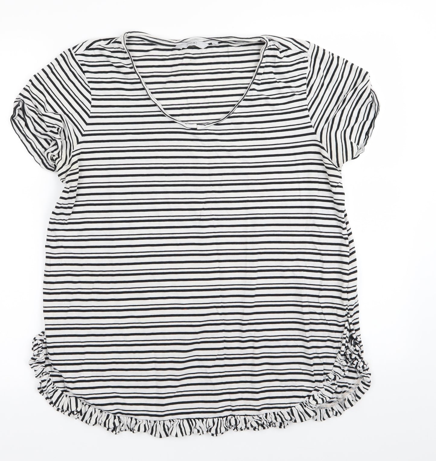 NEXT Womens White Striped  Basic T-Shirt Size 14