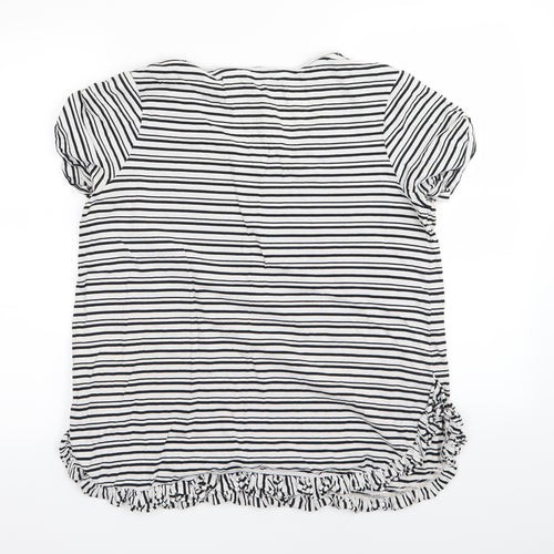NEXT Womens White Striped  Basic T-Shirt Size 14