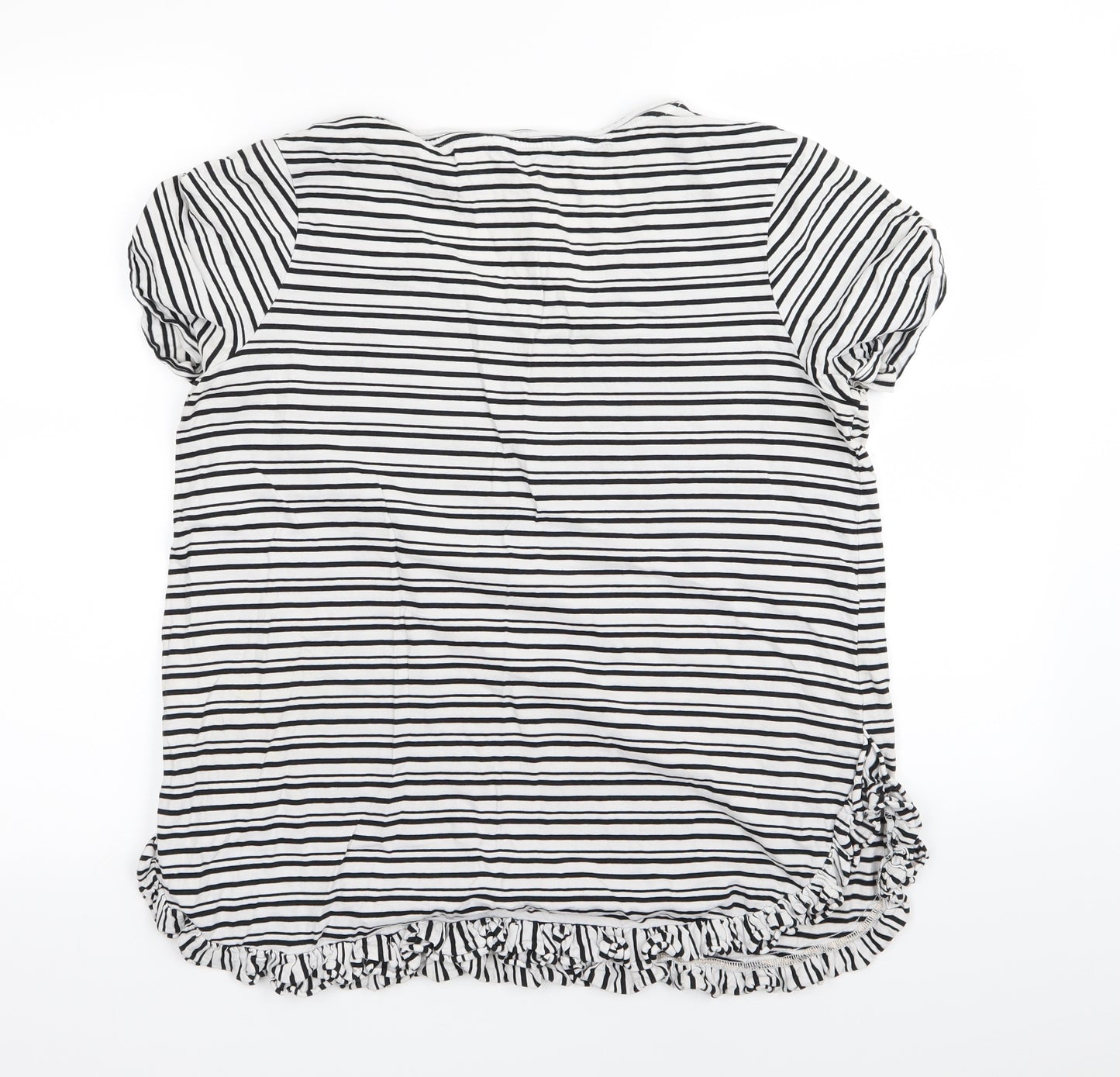 NEXT Womens White Striped  Basic T-Shirt Size 14