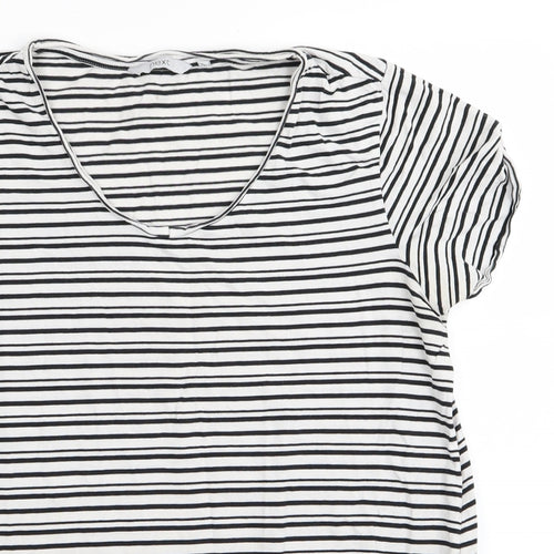 NEXT Womens White Striped  Basic T-Shirt Size 14