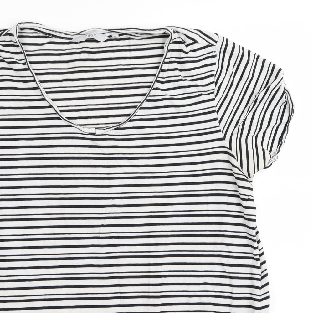 NEXT Womens White Striped  Basic T-Shirt Size 14