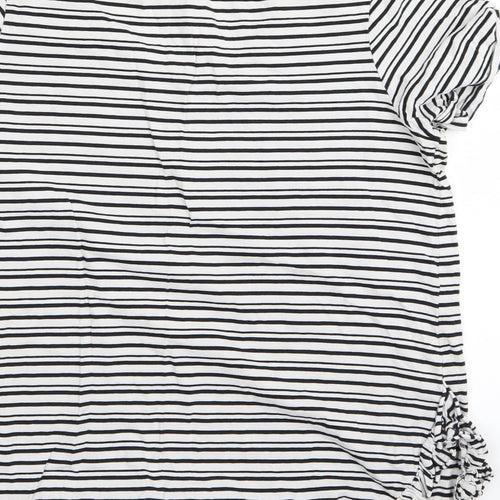 NEXT Womens White Striped  Basic T-Shirt Size 14