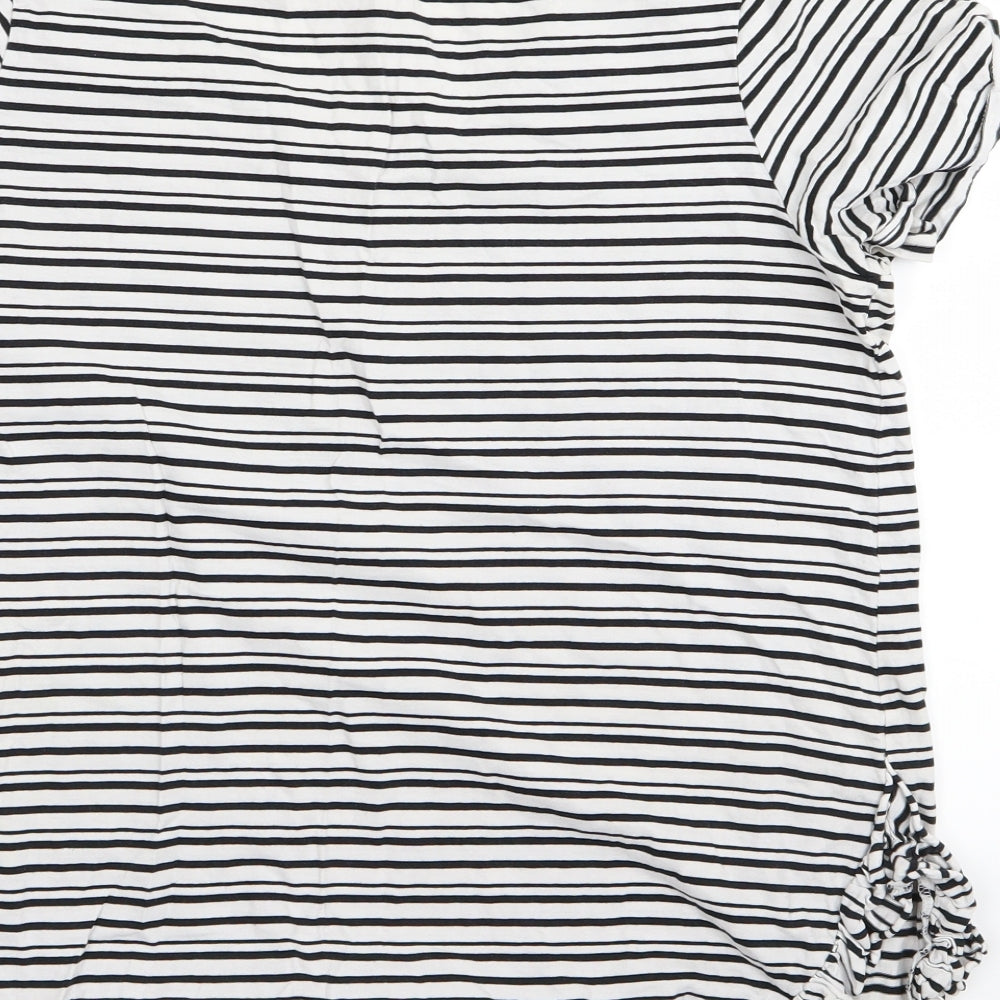NEXT Womens White Striped  Basic T-Shirt Size 14