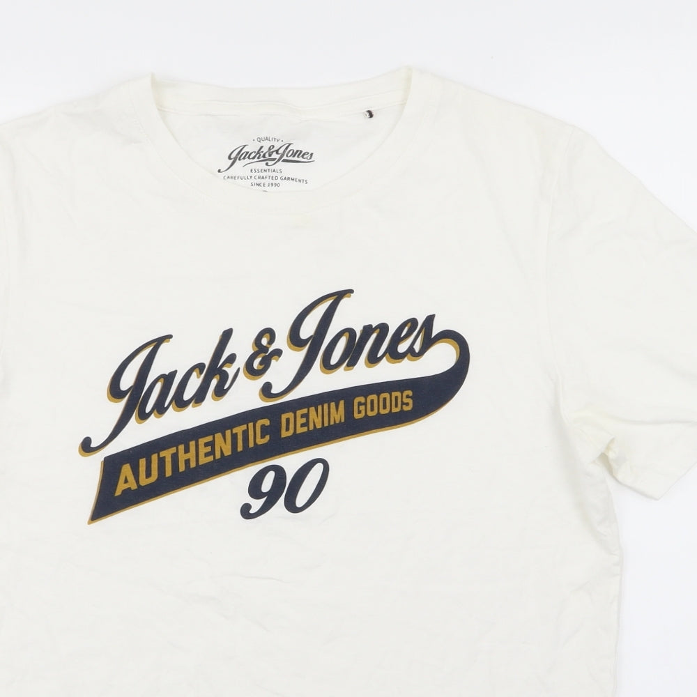 Jack and Jones Mens White    T-Shirt Size M