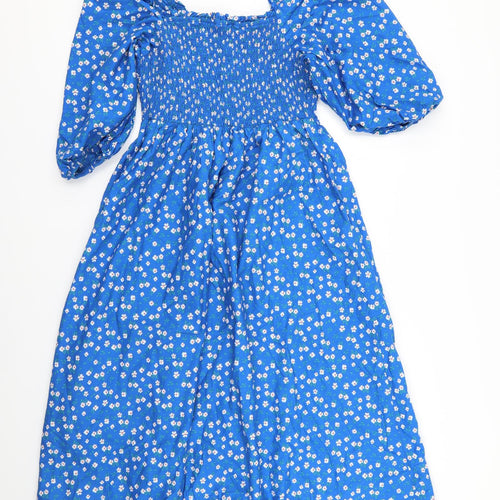 F&F Womens Blue Floral  Fit & Flare  Size 12