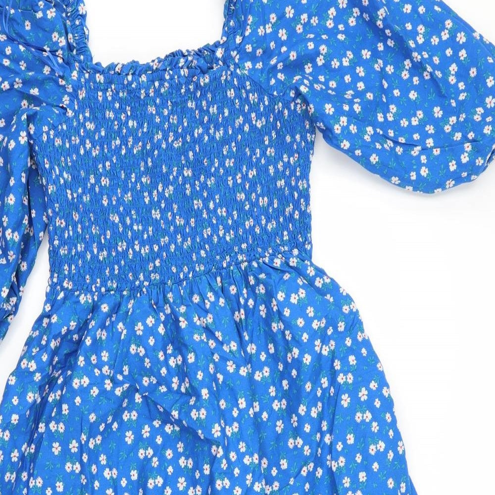 F&F Womens Blue Floral  Fit & Flare  Size 12