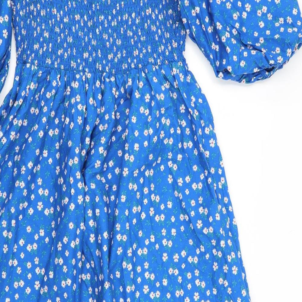 F&F Womens Blue Floral  Fit & Flare  Size 12
