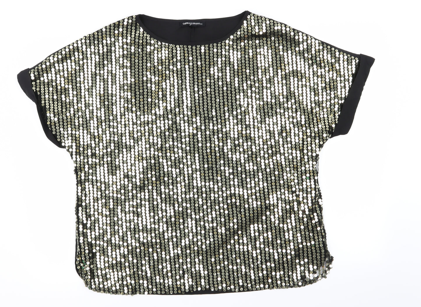 capsule Womens Black   Basic T-Shirt Size 16  - sequin