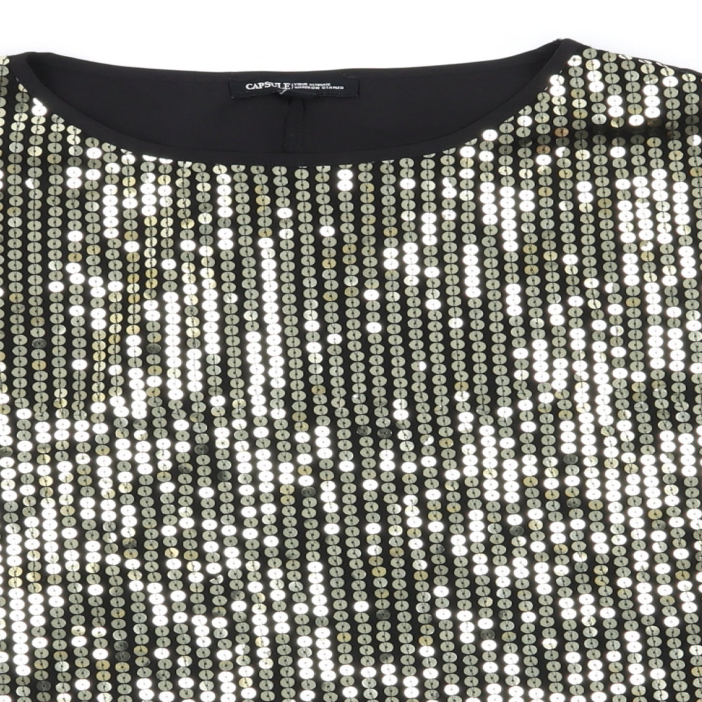 capsule Womens Black   Basic T-Shirt Size 16  - sequin
