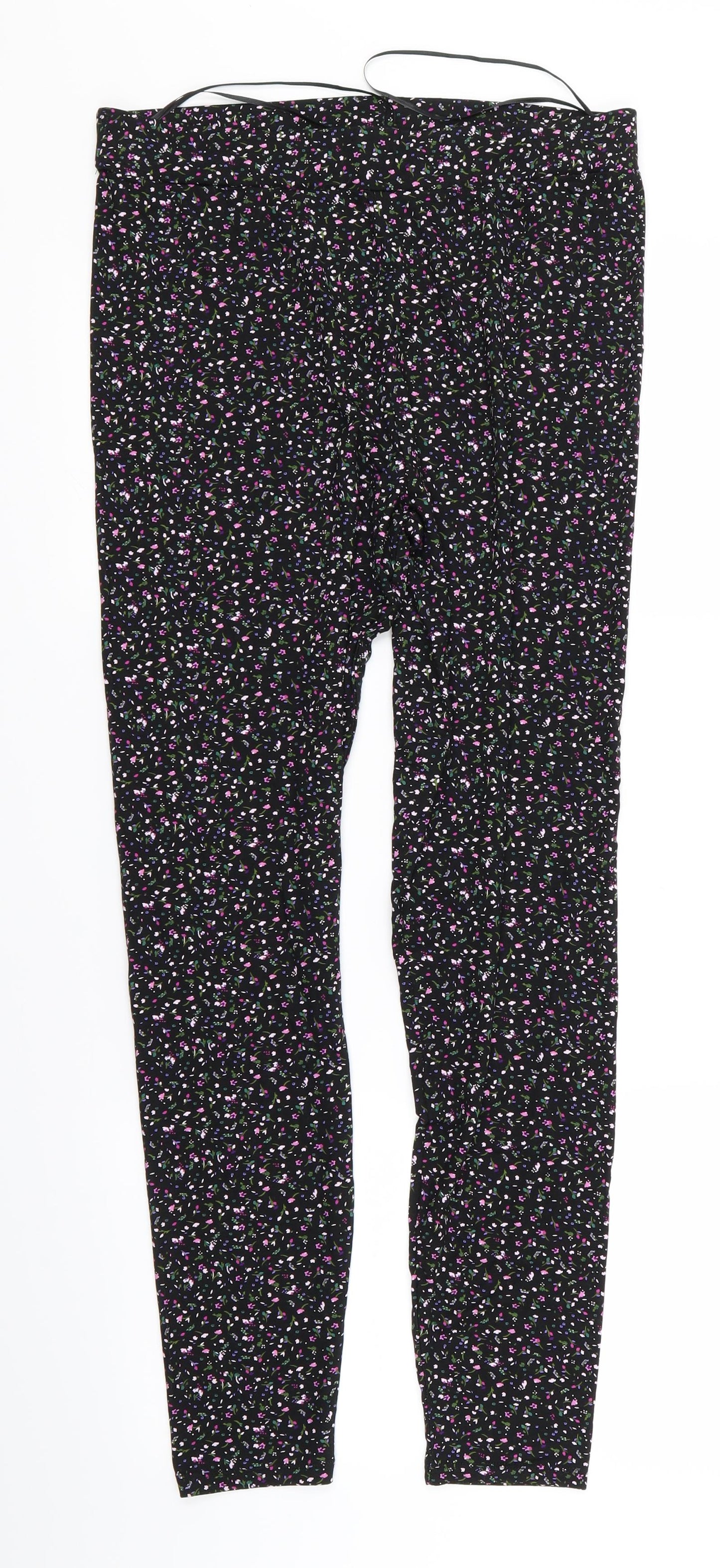 TU Womens Black Floral  Jegging Leggings Size 14 L27 in - Stretch waistband/legging